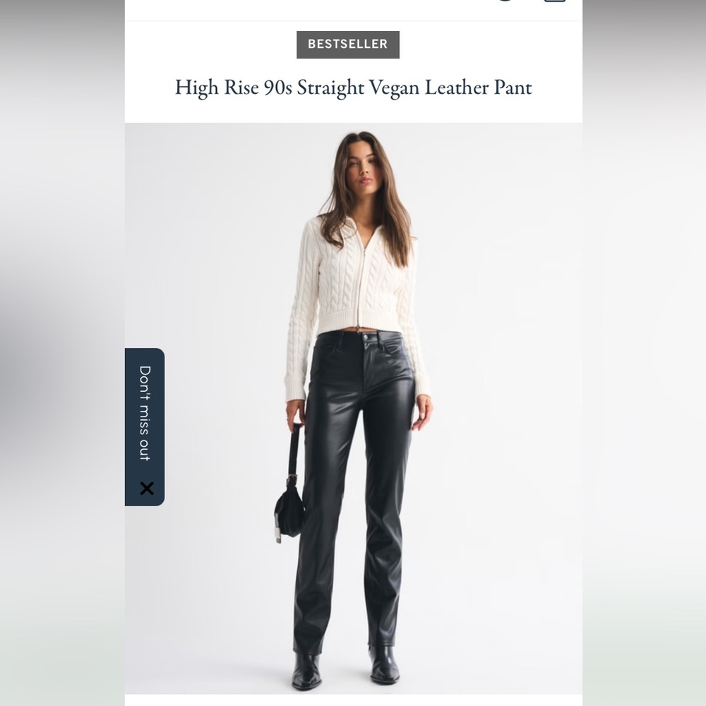 Abercrombie & Fitch 90s Straight Vegan Leather Pants I 30 Long
